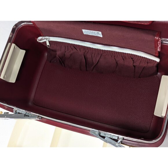 Dark Red Samsonite SATURN III train case + keys + tag + tray make-up storage box - Picture 6 of 10